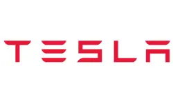 Tesla spelled in red lettering.